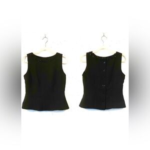 David Warren New York- Vintage‎ black beaded sleeveless top button down back -6